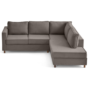 Jake - canapé déhoussable d'angle droit 5 places en tissu - Gris