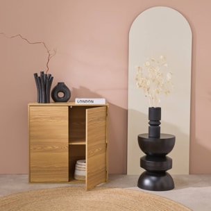 Buffet. module de rangement chêne décor bois 2 portes L 70 x P 35 x H 70 cm - Kompo