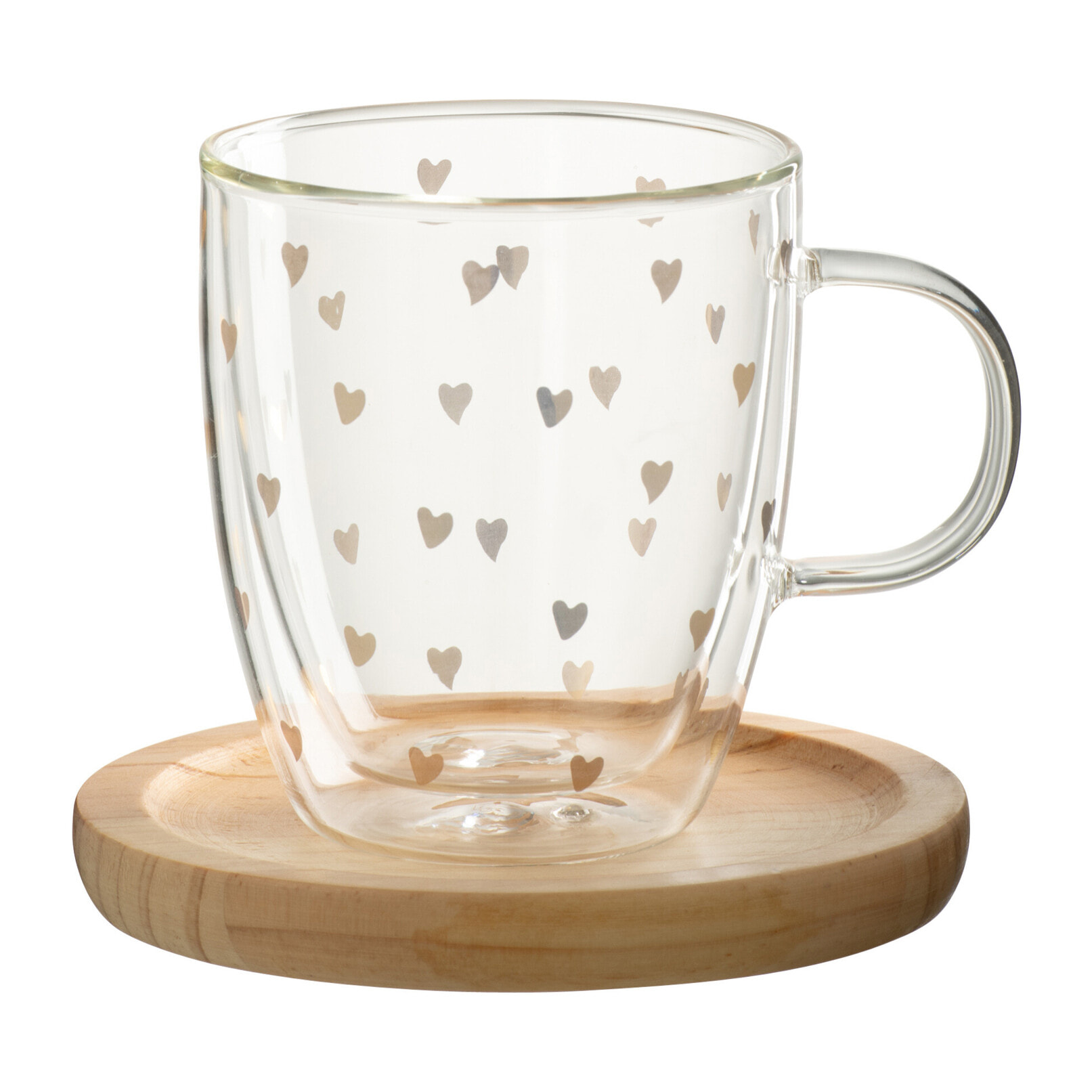 J-Line tasse Coeur - verre - transparent/or