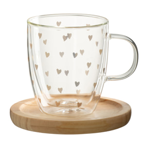 J-Line tasse Coeur - verre - transparent/or