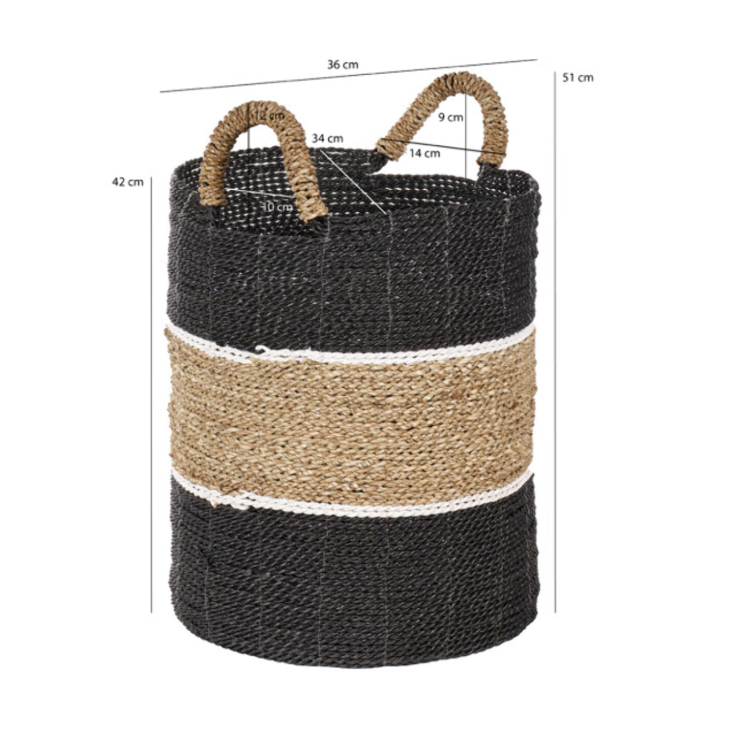 Panier rond en jonc de mer et raphia - HOOK