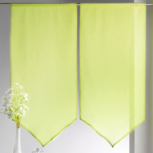 Paire de petits voilages Etamine bas en pointe - Vert clair