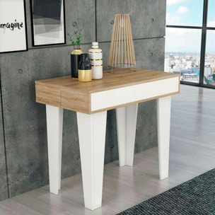 Mesa consola extensible Nordic KL Roble Cepillado - Blanco Mate