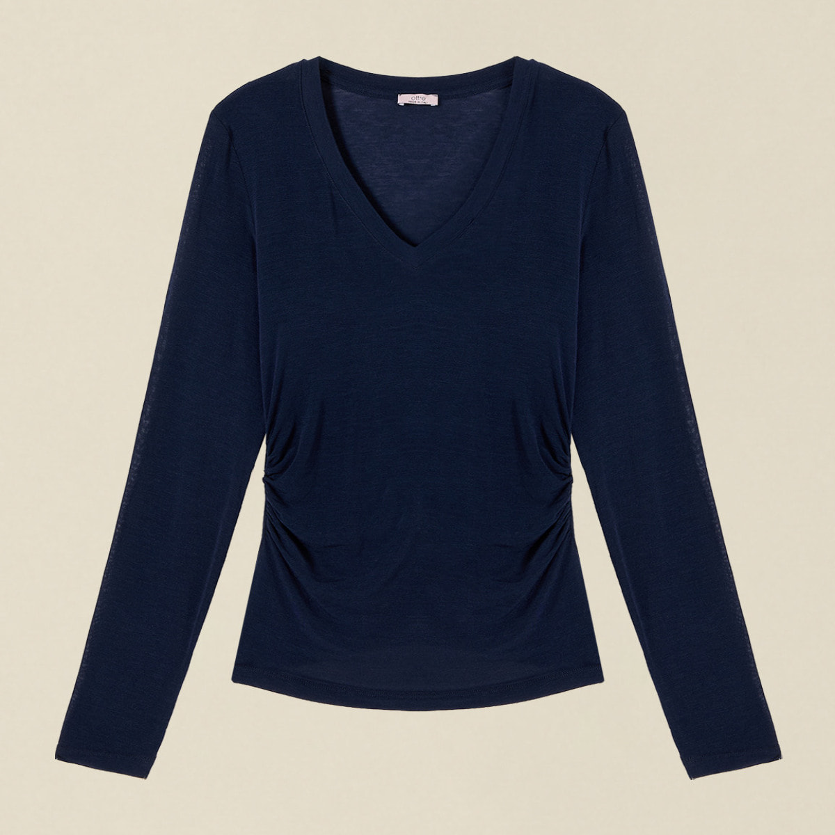 Oltre - T-shirt scollo a V misto cashmere - Blu