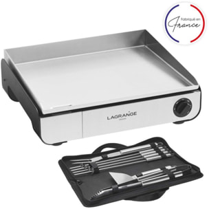 Plancha électrique LAGRANGE Pro 50M noir à poser, 50x40 cm + kit d'accessoires