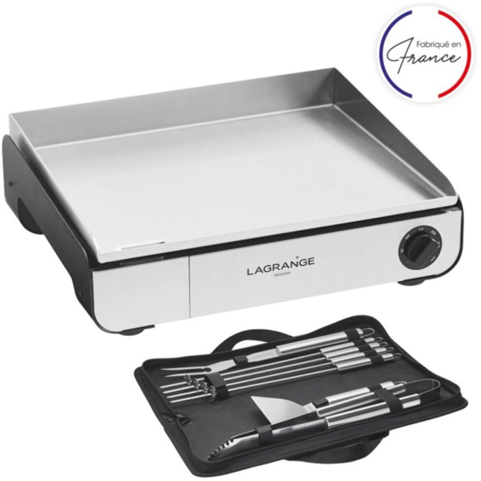 Plancha électrique LAGRANGE Pro 50M noir à poser, 50x40 cm + kit d'accessoires