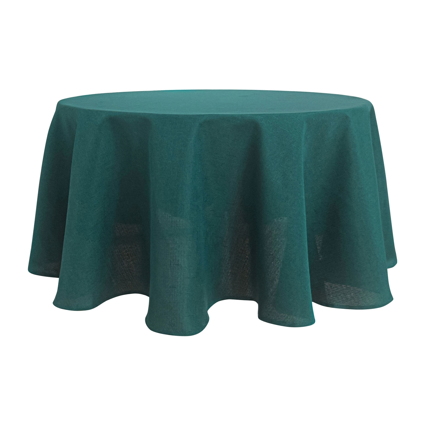 Nappe ronde infroissable et anti-tâches - Bleu Paon