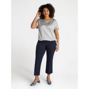 Fiorella Rubino - Blusa con viscosa LENZING™ ECOVERO™ con nodo al fondo - Grigio