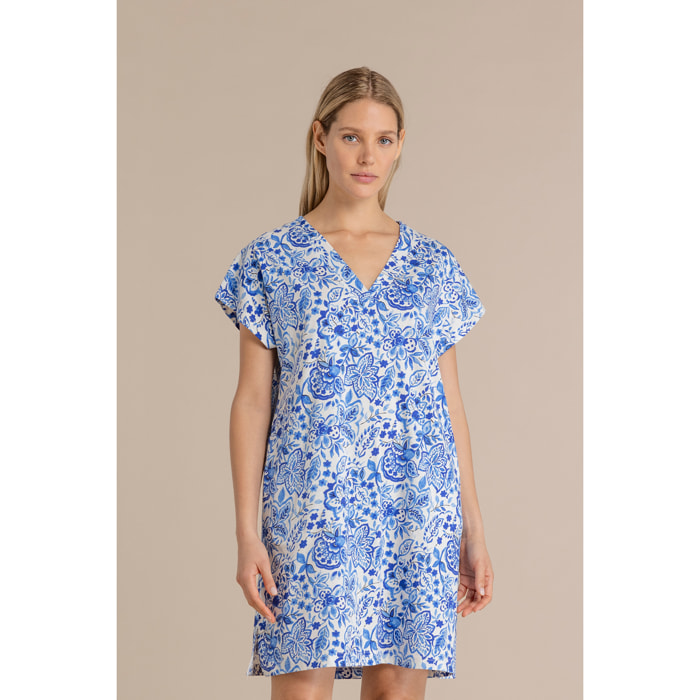 Abitino donna in cotone con scollo a V articolo acquerello Noidinotte