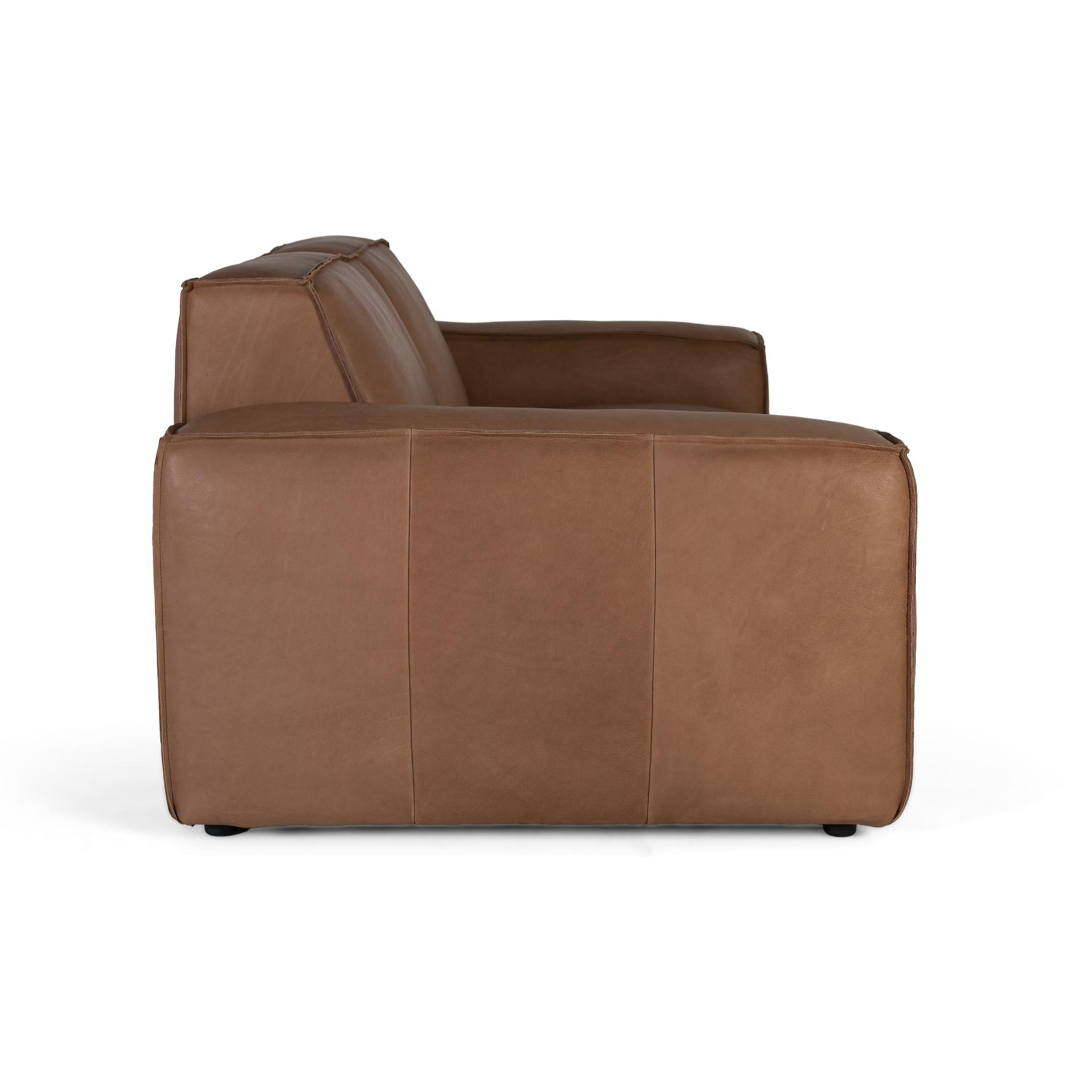 Canapé en cuir naturel, structure en bois 224cm style moderne contemporain
