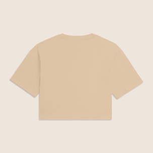 T-shirt Cropped con grafica "FLOW" e borchie