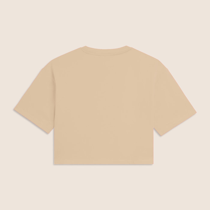 T-shirt Cropped con grafica "FLOW" e borchie