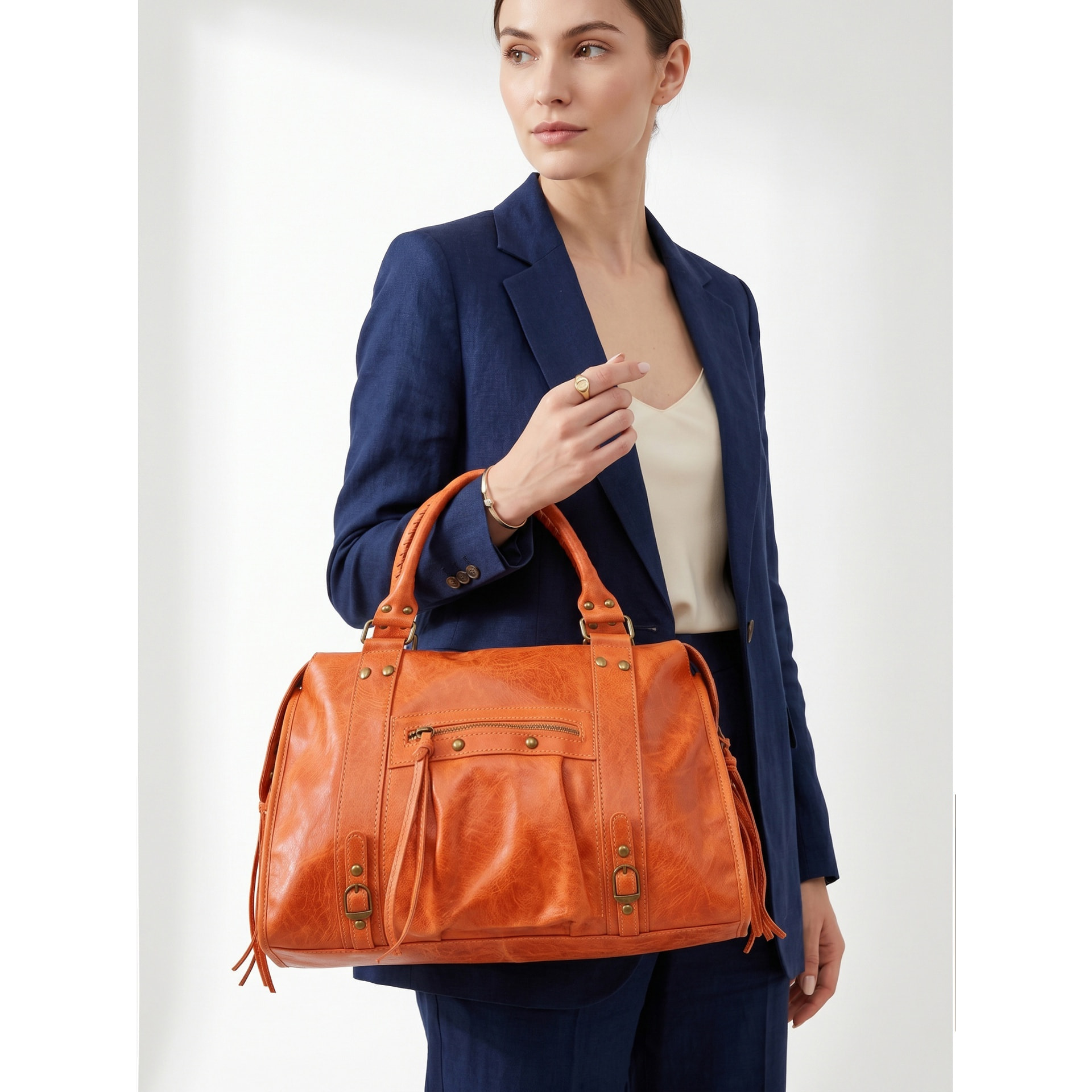 Borsa a spalla da donna - Modello Clara - Vera pelle - 41.0 x 28.0 x 13.0 cm