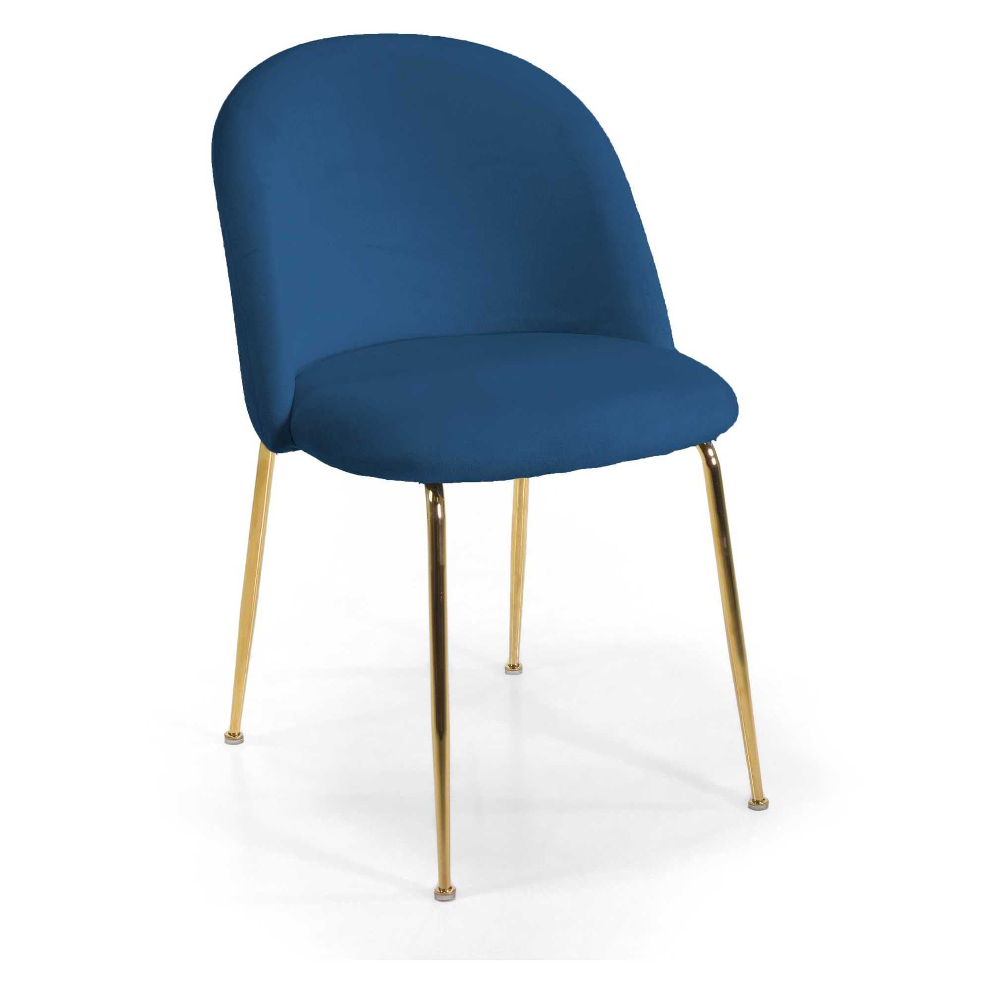 Sedia Sammi Vacchetti in velluto blu con struttura oro cm50x57h77,5