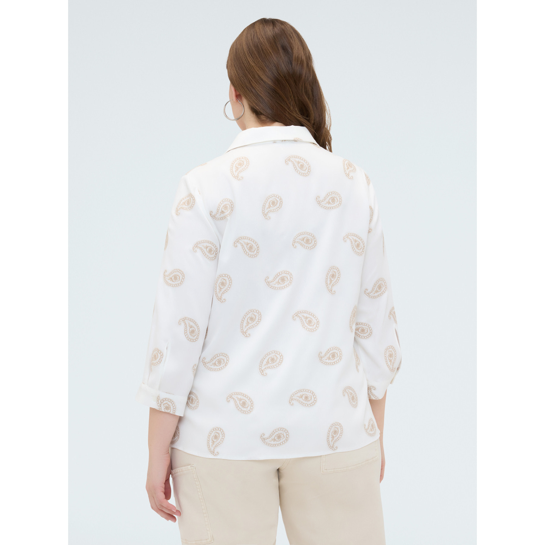 Fiorella Rubino - Camisa de viscosa con bordado paisley - Blanco
