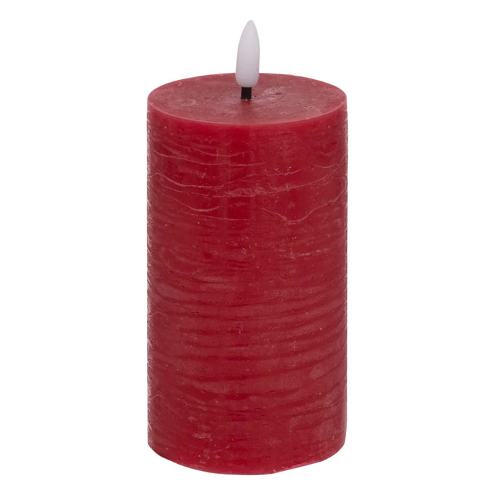 Bougie ronde LED Molia 7x15cm rouge