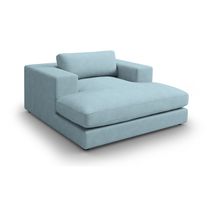 Méridienne "Tendance" en velours côtelé bleu clair