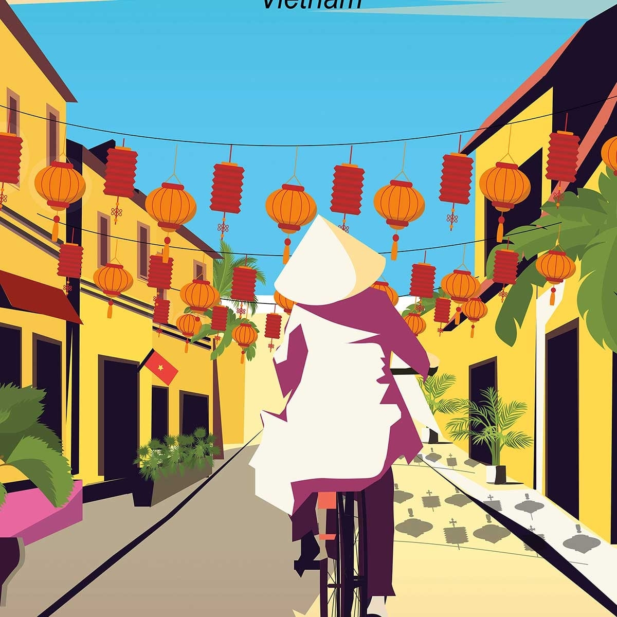 Affiche ville voyage Hoi An Vietnam Affiche sous cadre bois