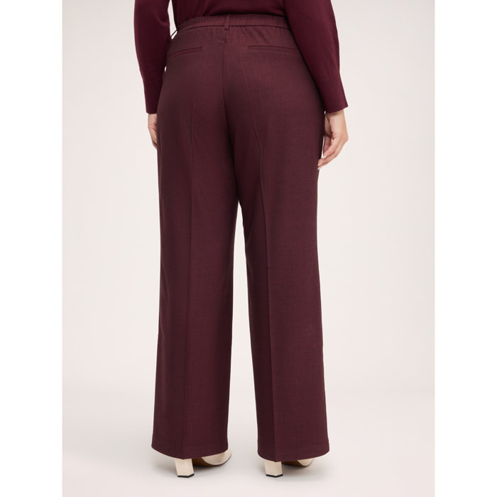 Fiorella Rubino - Pantaloni Wide Leg piega stirata - Bordeaux