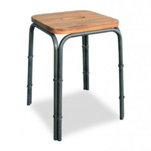 Tabouret en bois d'acacia et métal style industriel - ATELIER