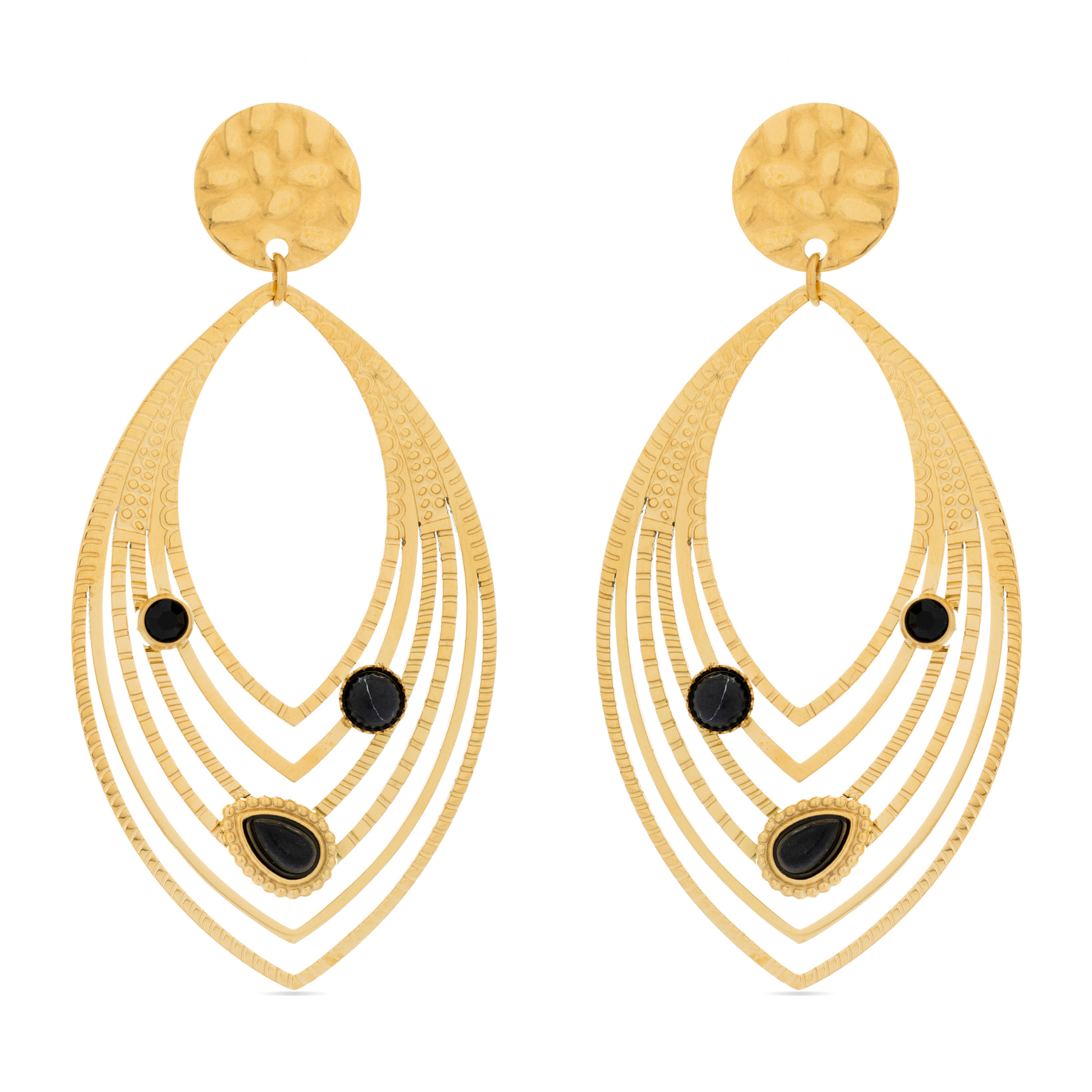 Pendientes de Onix acabados en oro amarillo de 18k