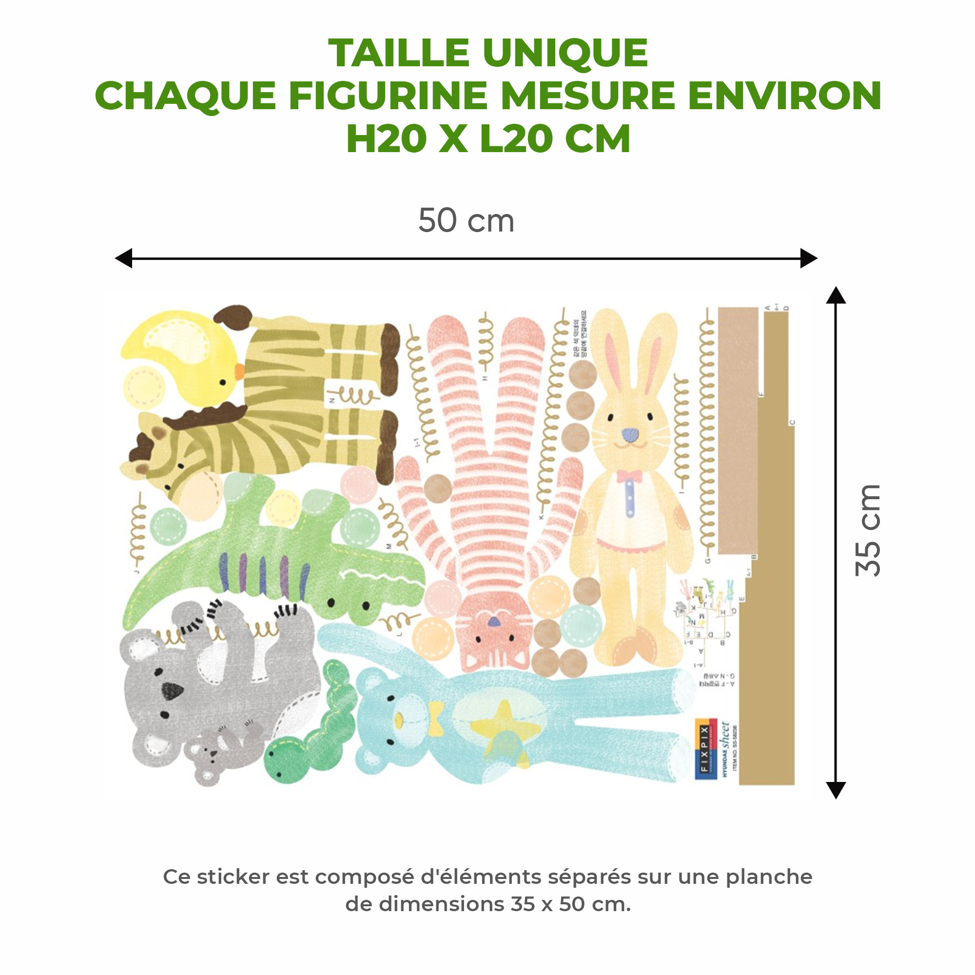 Stickers Muraux décoration adhésifs Portique Enfants Animaux
