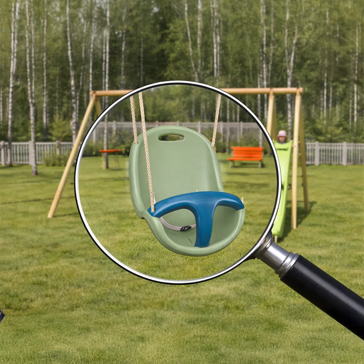 Siège bébé pour portique de 1,90 à 2,50 m bleu/vert pâle