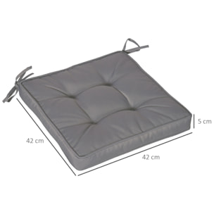 Conjunto de Cojines para Sillas de Comedor 42x42x5 cm Juego de 4 Piezas Cojines para Sillas de Jardín Impermeable con 2 Amarres de Fijación Gris Oscuro