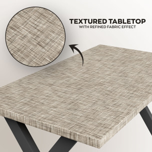 Tavolo da pranzo in legno e metallo con piedi x-shaped nero 160x90 cm Grigio Testurizzato