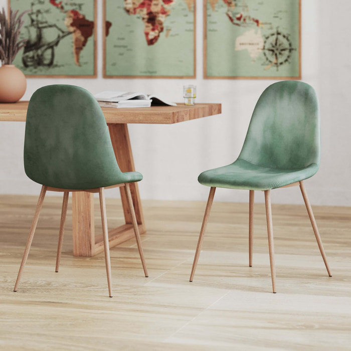 Lot de 2 chaises en velours vert d'eau - Fredrik