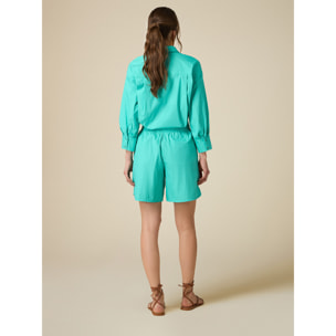 Oltre - Shorts de popelina - Green Water