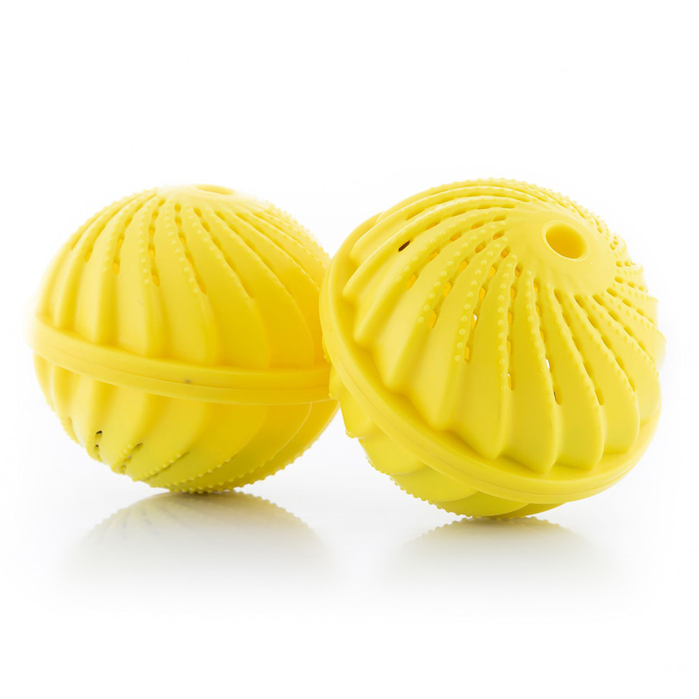 Pacchetto di 2 palline per lavare i vestiti senza detersivo delicato - tpr - giallo - 10,5x10,5x9,4