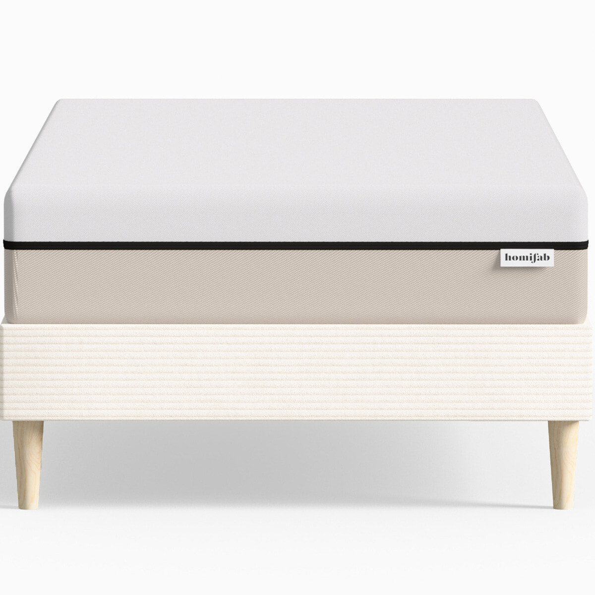 Lit en velours côtelé + Matelas Hybride à ressorts ensachés - DINA & SPRING ELITE