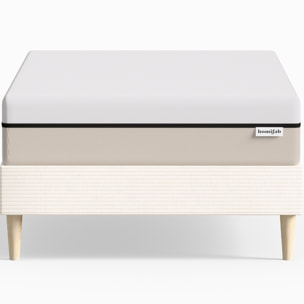 Lit en velours côtelé + Matelas Hybride à ressorts ensachés - DINA & SPRING ELITE