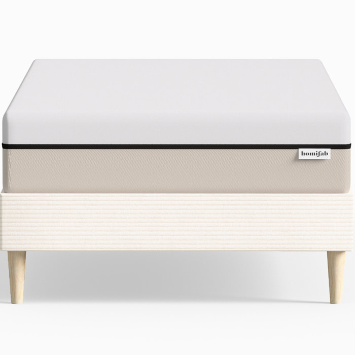 Lit en velours côtelé + Matelas Hybride à ressorts ensachés - DINA & SPRING ELITE