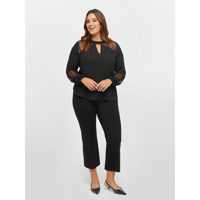 Fiorella Rubino - Blusa con aplicaciones de encaje - Negro