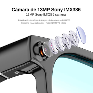 Gafas AI AG66 con cámara de 13mpx para fotos y videos. Traductor inteligente y simultaneao en tiempo real con traducción de llamadas.