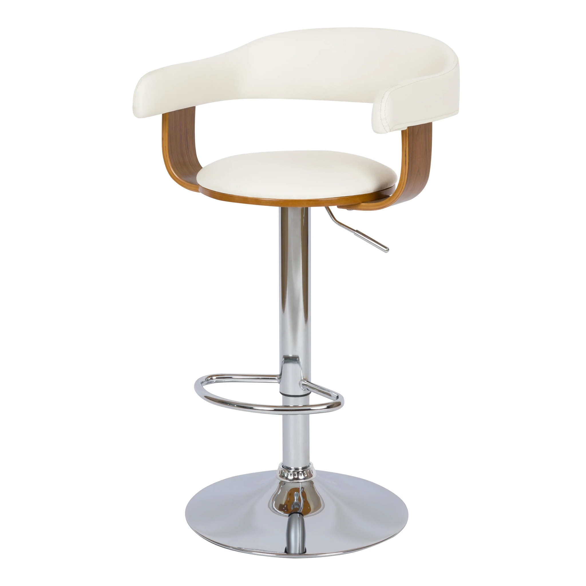 Chaise de bar réglable et pivotante 62/84 cm en cuir synthétique blanc - Harold