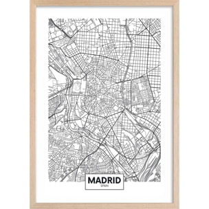 Affiche graphique madrid spain Affiche + cadre en bois - Chêne