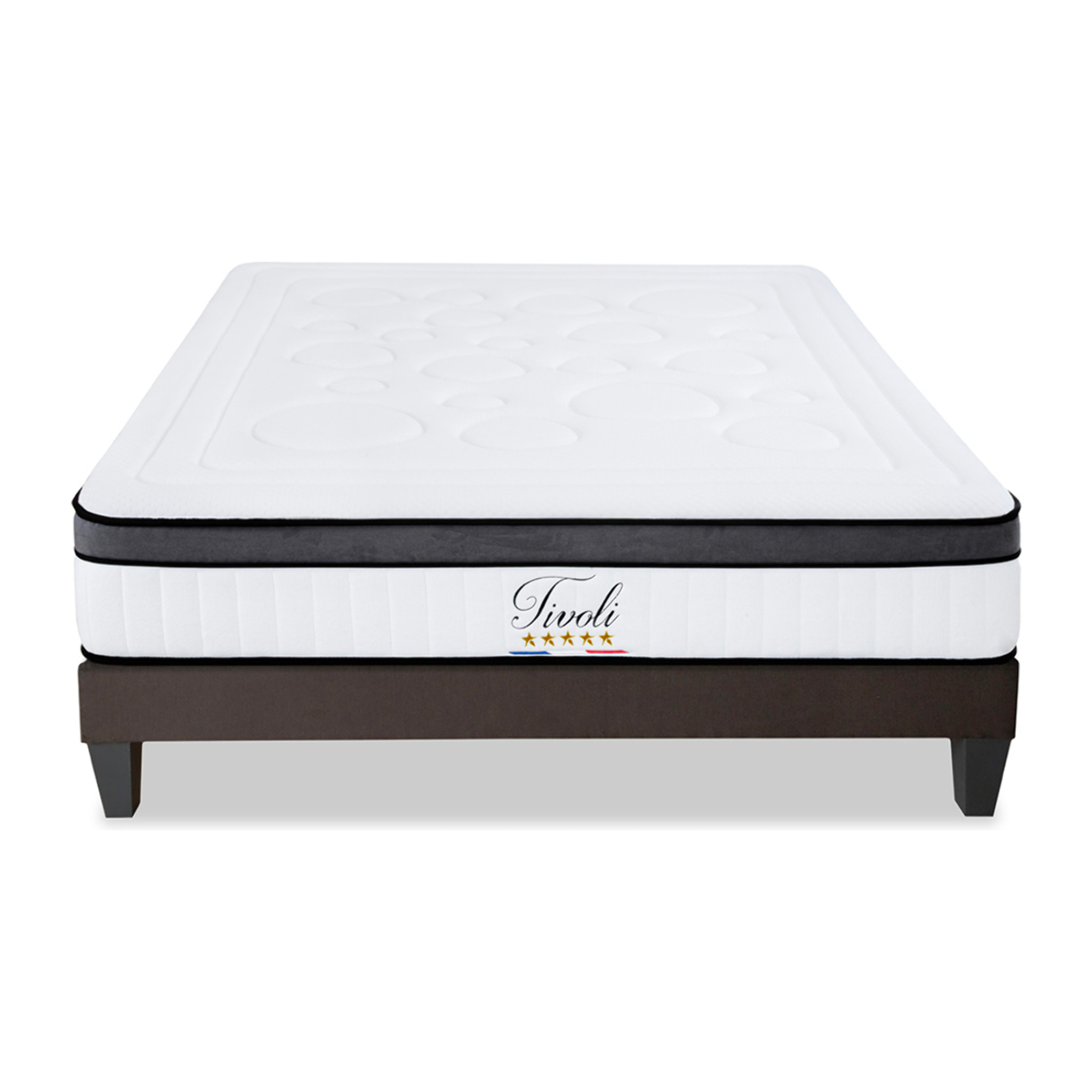 Ensemble Matelas Tivoli & Sommier KIT15, 25 cm, Mémoire de Forme et Mousse Supersoft, technologie Tri-Lattes, Soutien Ferme