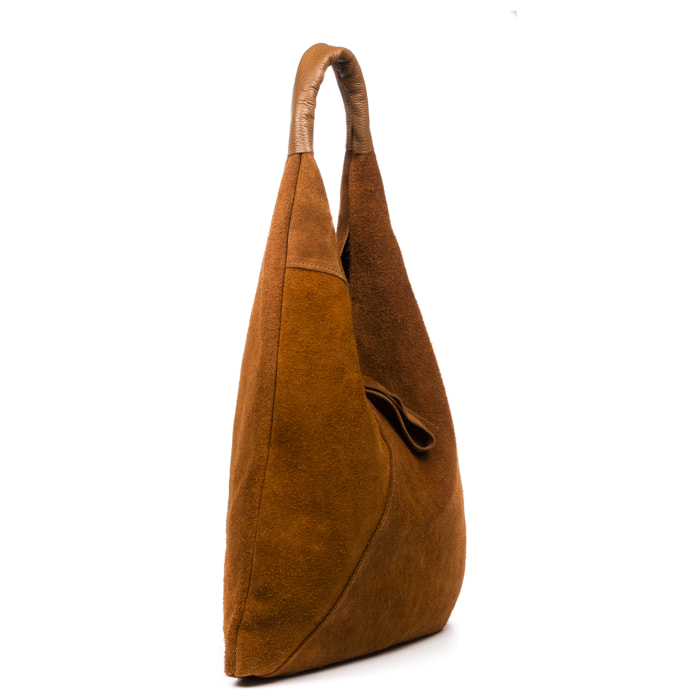 Borsa Shopper da donna Agnana. Vera pelle Scamosciato e Dollaro.