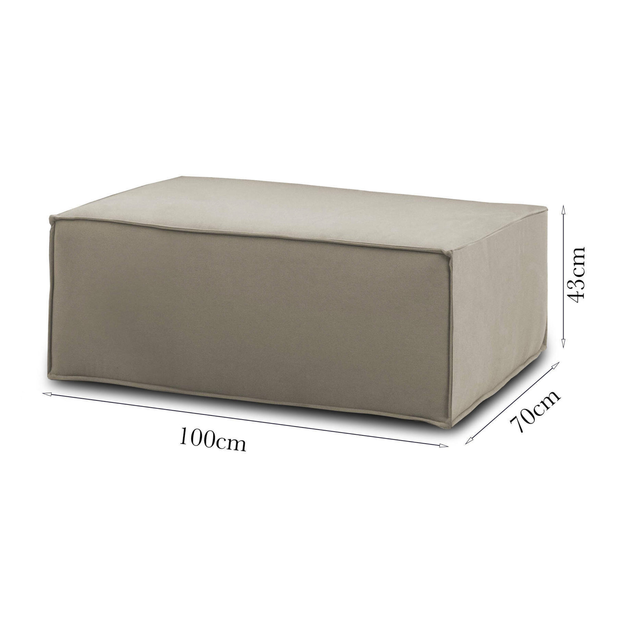 Pouf Antonella, Pouf da salotto, 100% Made in Italy, Poltroncina relax in tessuto imbottito, Cm 100x70h43, Tortora