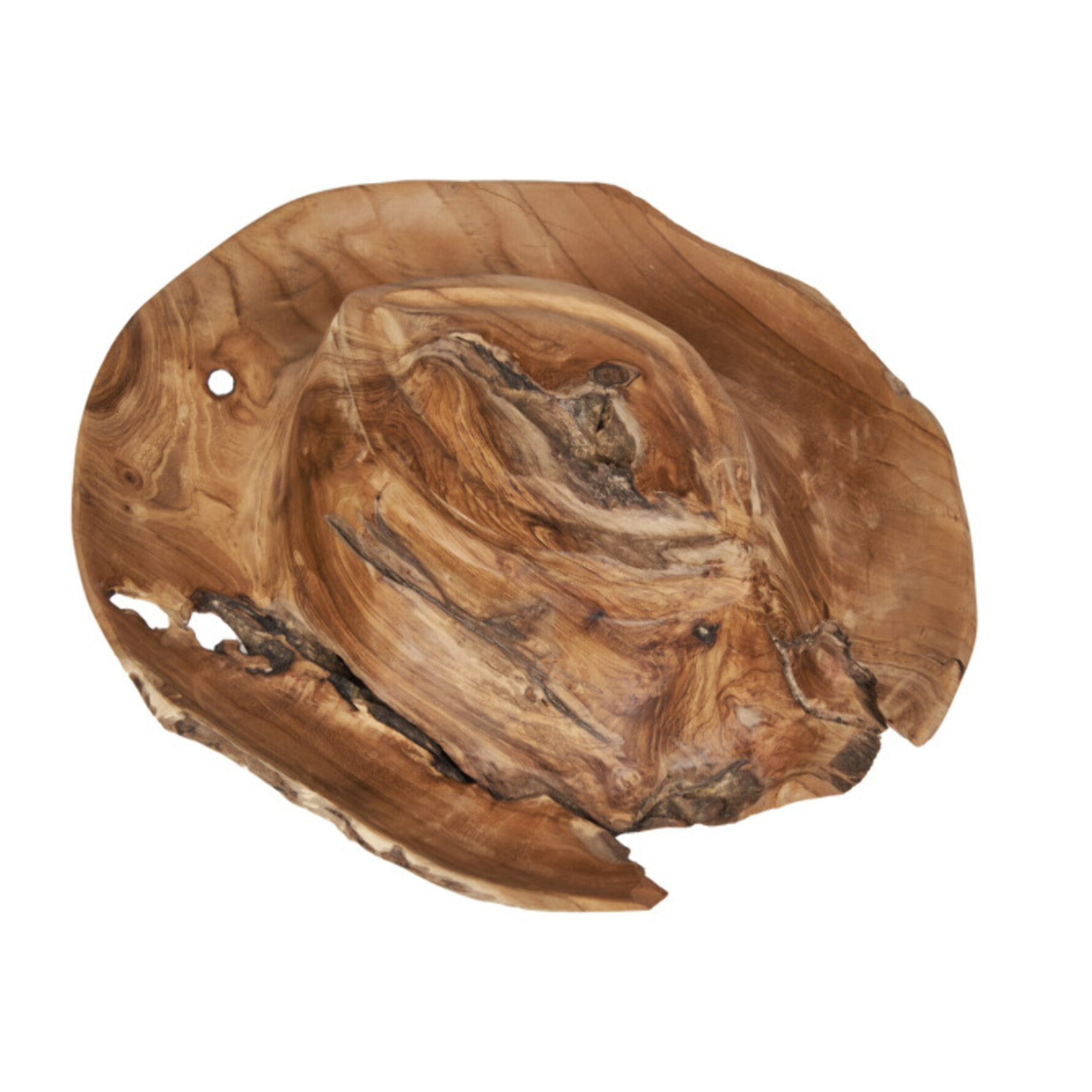 Sculpture chapeau cow-boy en racine de bois de teck, 28 cm, artisanale – CHARIF