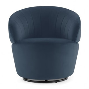Fauteuil rond pivotant en velours - ROMANE