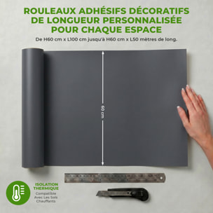 Rouleau adhésif décoratif Vinyle au Mètre - Gris tempete - Sticker Lavable Imperméable Mur Cuisine Meubles