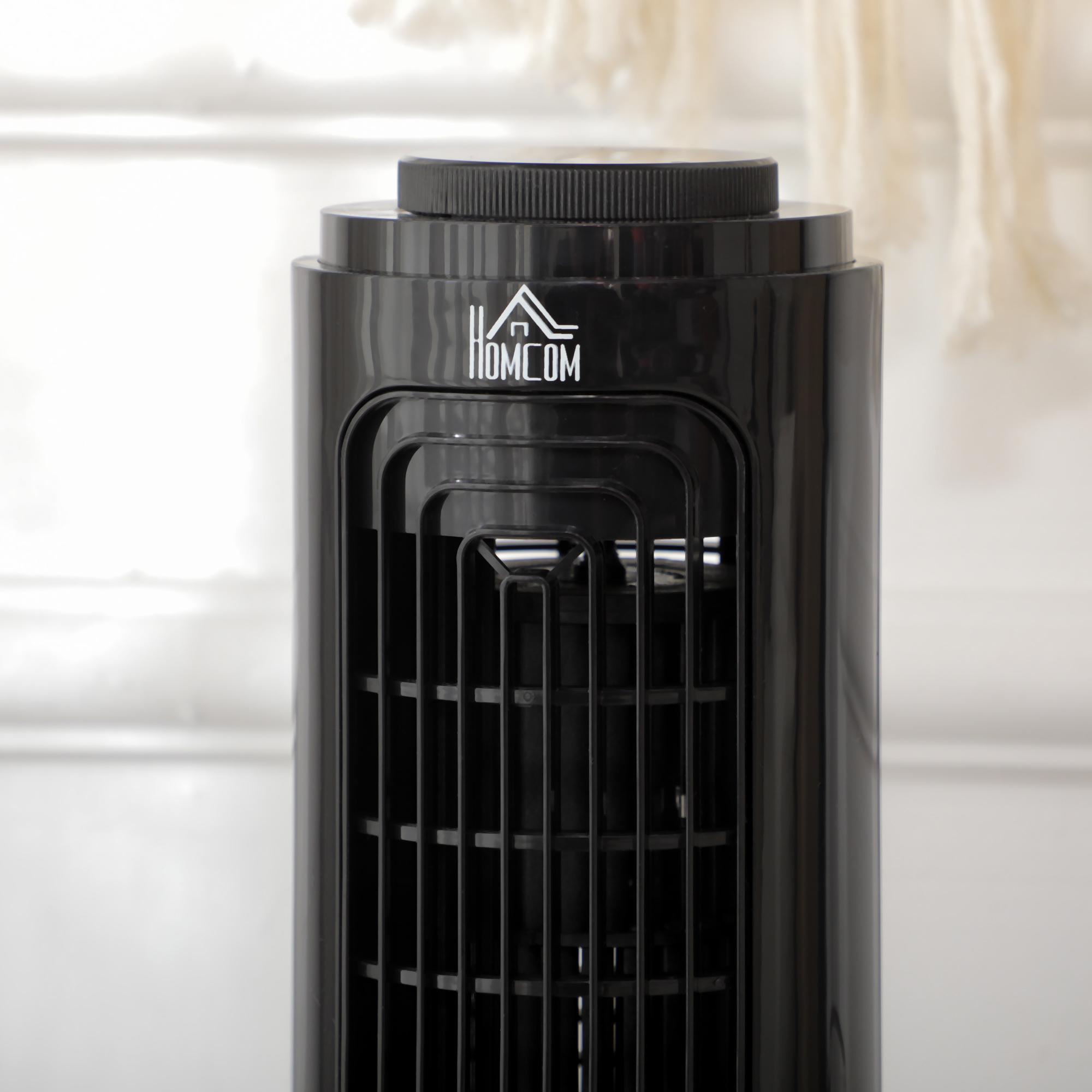 Ventilateur colonne oscillant 20 W silencieux - ventilateur de table bureau - 3 vitesses - noir