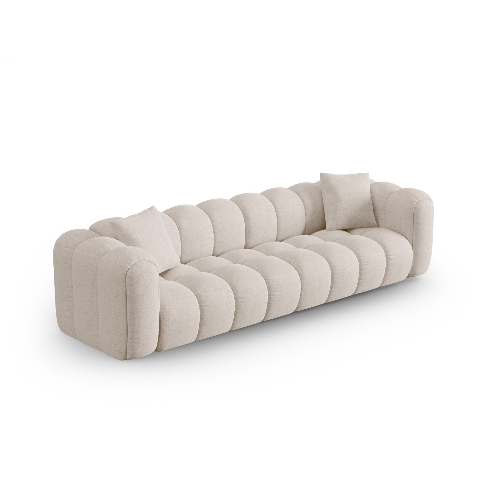 Canapé modulable "Clotilde" 4 places en tissu structurel beige