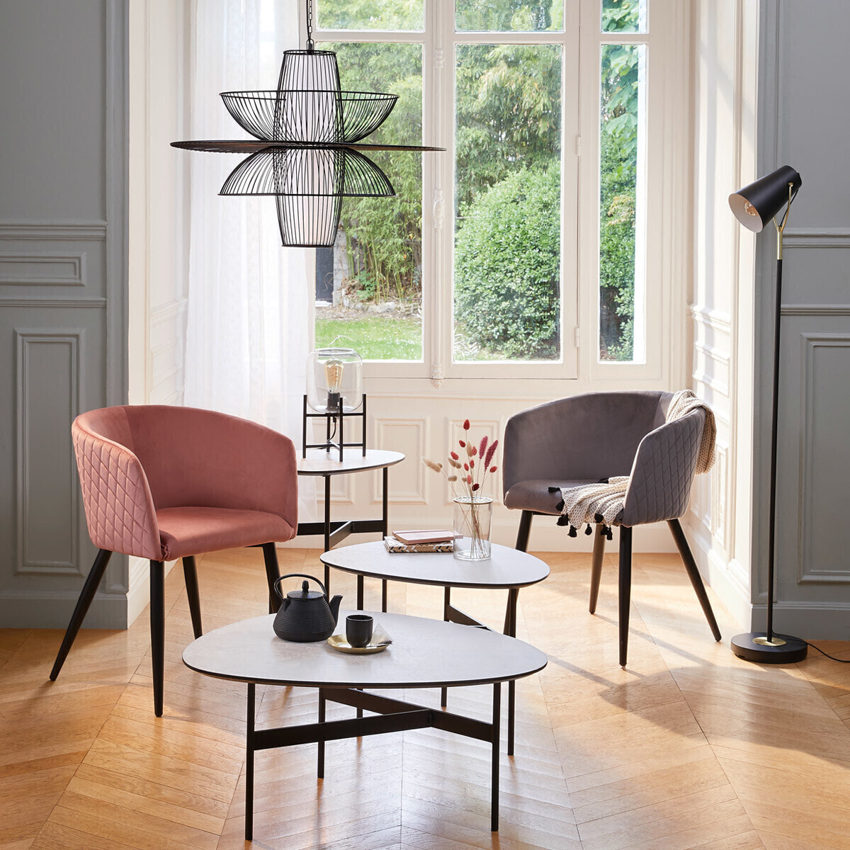 Fauteuil "Marlo" velours noir