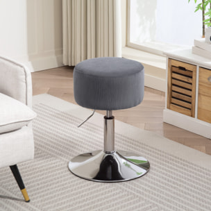 Taburete de Bar Taburete Alto de Cocina Regulable en Altura 52-66 cm Tapizado en Pana Giratorio en 360° para Comedor Tocador Mostrador Gris