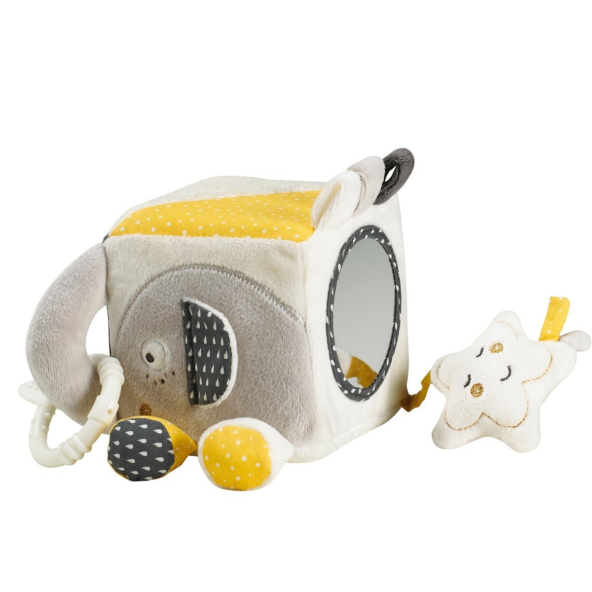 Cube d'activités bébé en velours gris